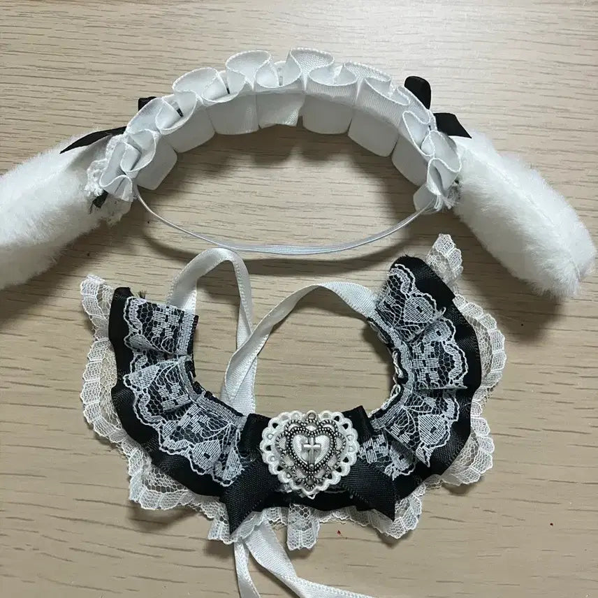 [BUNJANG] 10cm Doll Clothes Rabbit Ear Maid Outfit / 10cm 누이옷 인형옷 토끼귀 메이드복