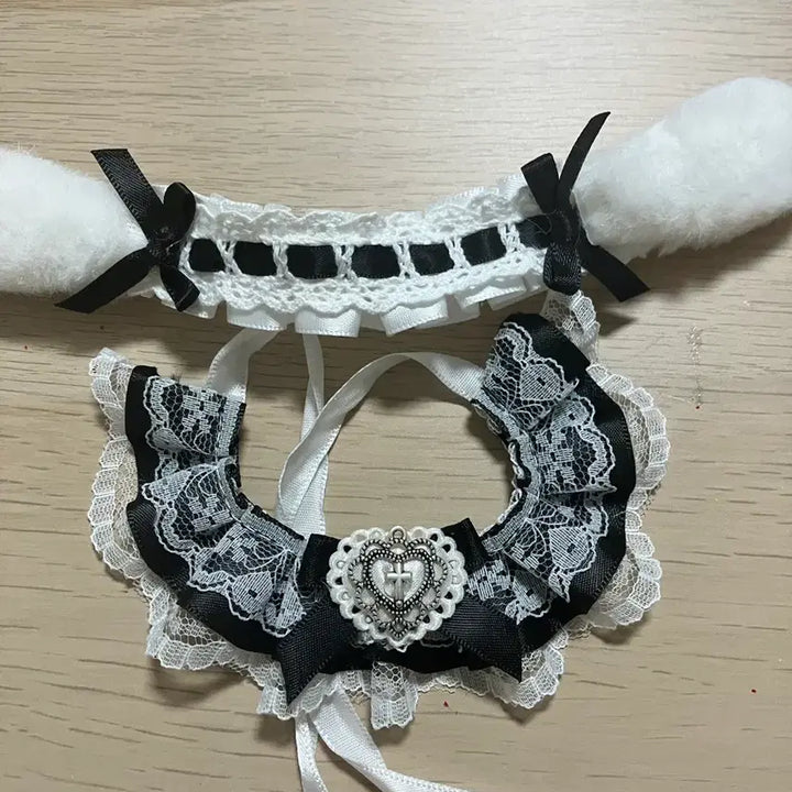 [BUNJANG] 10cm Doll Clothes Rabbit Ear Maid Outfit / 10cm 누이옷 인형옷 토끼귀 메이드복
