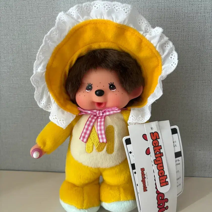 [BUNJANG] Yellow Bonnet Retro Monchhichi Doll / 옐로우 보넷 레트로 몬치치