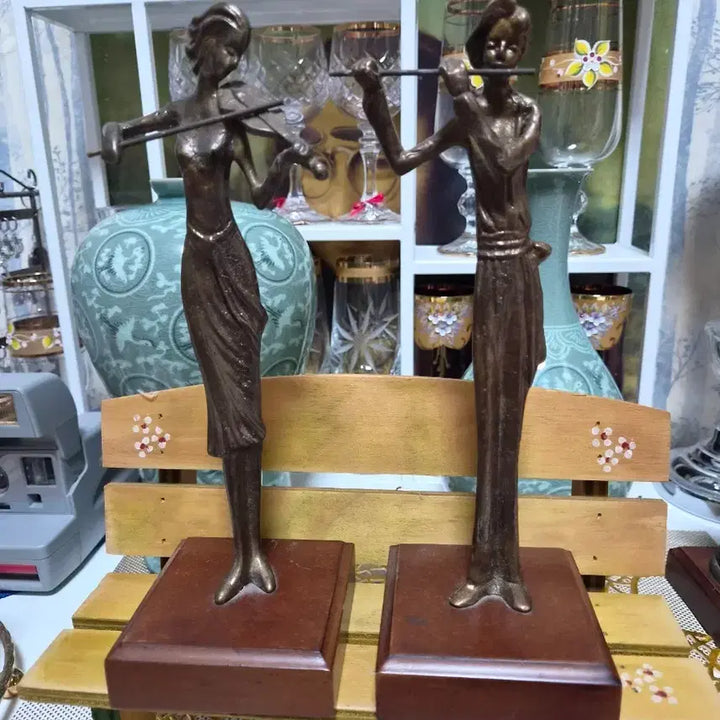 [BUNJANG] Bronze Musicians Figurines (Set of 2) / 브론즈 악기연주자 장식품
