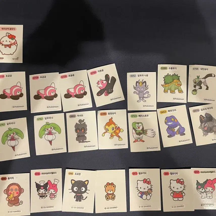 [BUNJANG] Pokemon &amp; Sanrio Kitty Mini Stickers Bundle Set / 포켓몬 , 산리오 키티 띠부씰 일괄