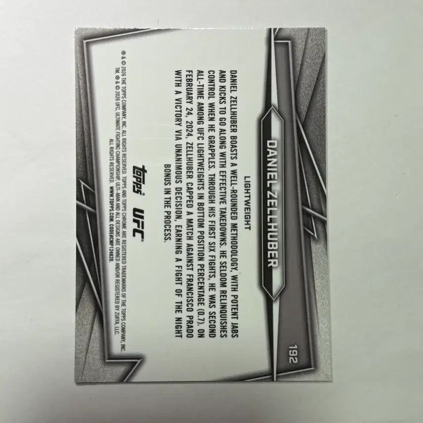 [BUNJANG] UFC Daniel Zellhuber Limited Edition 275 Top Chrome UFC Card / UFC 다니엘 젤후버 275한정 탑스크롬 UFC카드