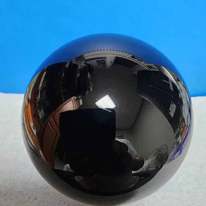 [BUNJANG] Large Natural Obsidian Sphere (10cm) with Wooden Stand / 천연 흑요석 대형 구체 (10cm)+목재 받침대