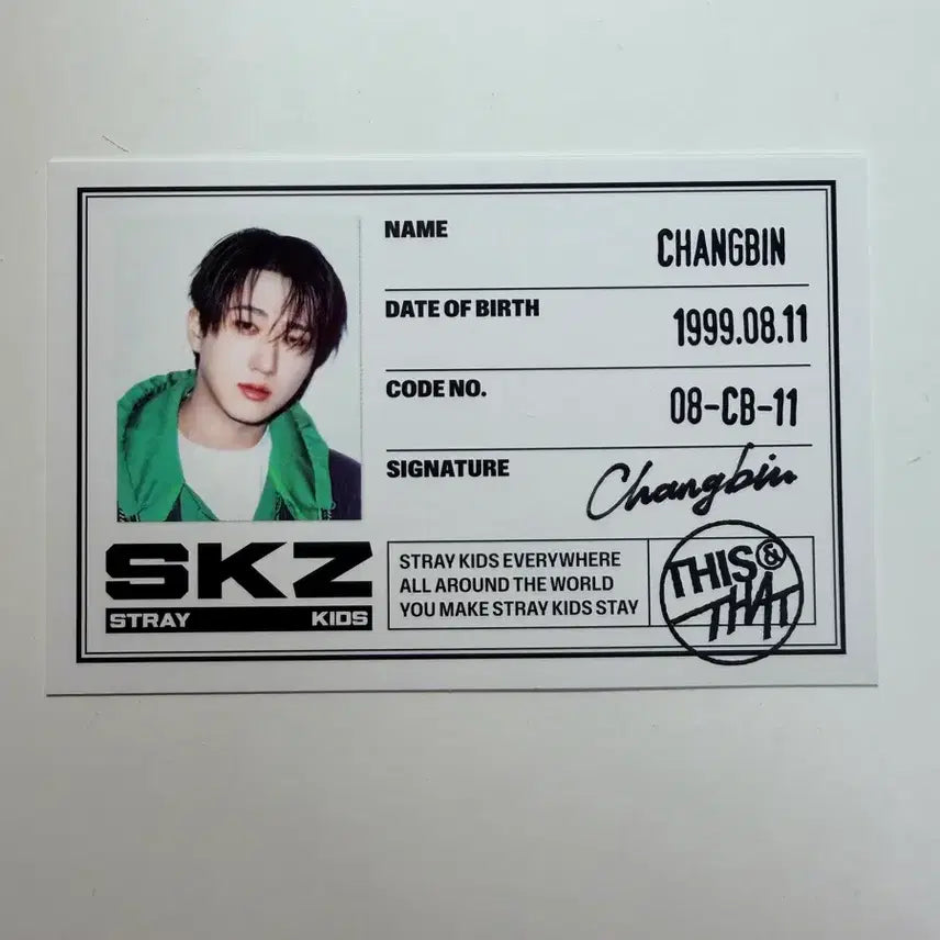 [BUNJANG] Stray Kids Changbin THIS ver. ID Card / 스트레이 키즈 디스앤댓 THIS ver. 창빈 ID카드