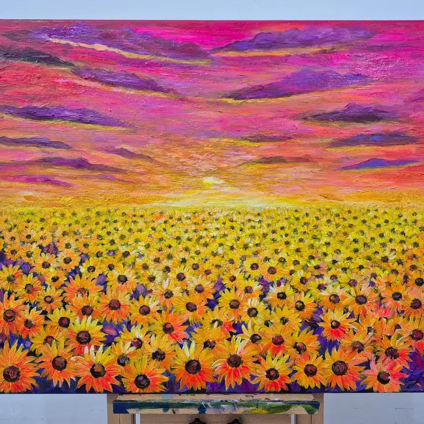 [BUNJANG] Sunflower Oil Painting on 20-count Canvas / 빛으로 물드는 시간의 해바라기. 그림
