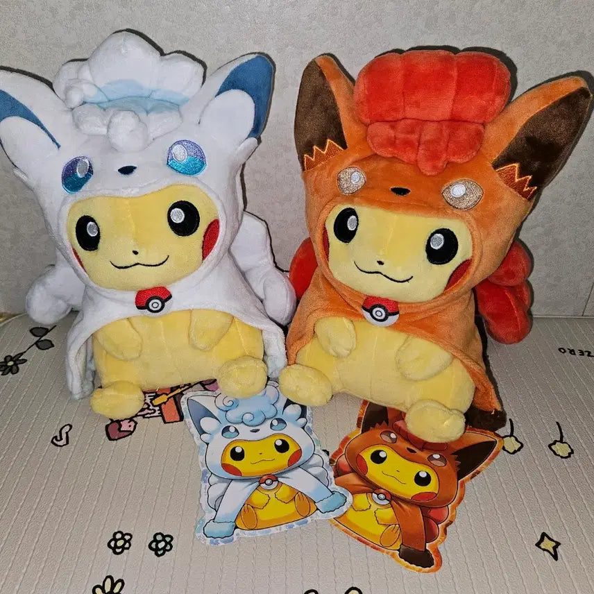 [BUNJANG] Pokemon Alolan Vulpix Poncho Pikachu Set (Genuine) / 포켓몬 알로라 식스테일 판쵸츄 인형 세트 (정품)