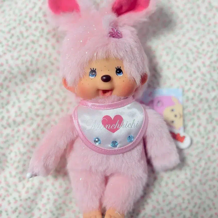 [BUNJANG] Sekiguchi Monchhichi Pink Rabbit Doll with Keychain / 세키구치 몬치치 토끼 인형 핑크