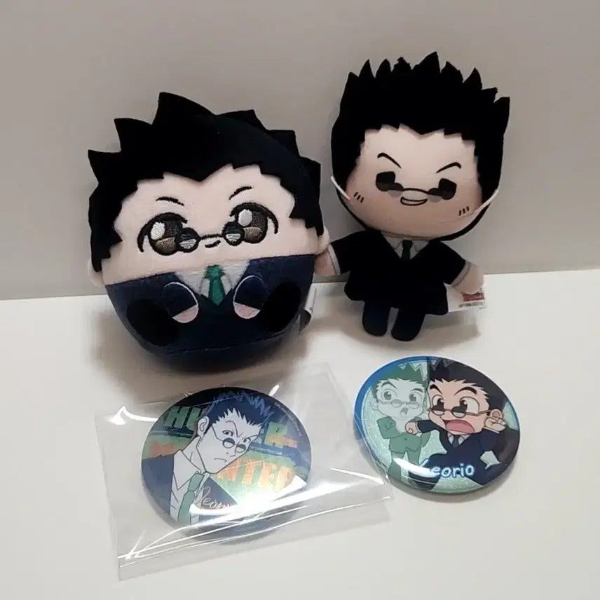 [BUNJANG] Hunter x Hunter Leorio Manju Plush, Shanghai Plush, Can Badge Bundle Set / 일괄) 헌터x헌터 레오리오 만쥬 누이 캔뱃지 상하이 누이 헌헌 헌터헌터 헌바헌 헌띠헌띠