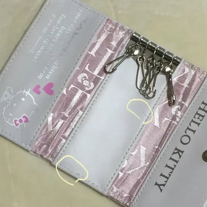 [BUNJANG] Hello Kitty Monogram Wallet Key Holder Pink / 레어) 고전 헬로키티 모노그램 지갑 키홀더 핑크 갸루
