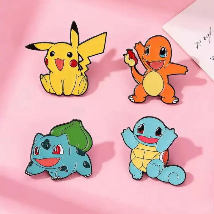 [BUNJANG] Pokemon Pikachu, Charmander, Squirtle, Bulbasaur Badge Set Accessory / 포켓몬스터 뱃지 피카츄 파이리 꼬부기 이상해씨 악세사리
