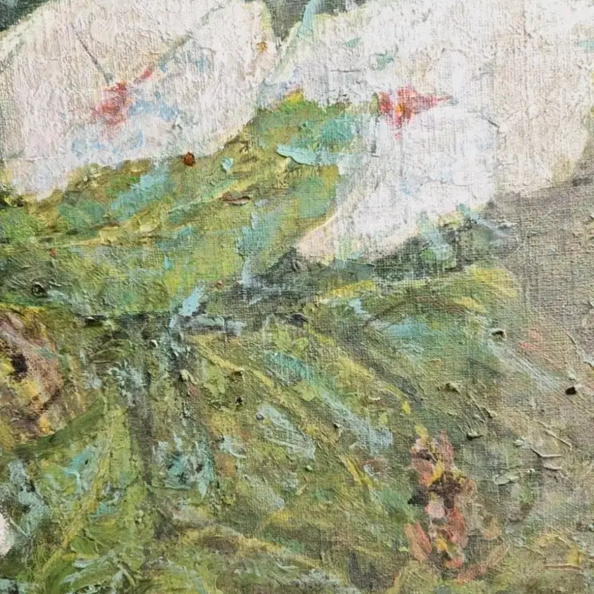 [BUNJANG] Park Ju-kyung Attributed Original Oil Painting "White Peony" (65x50cm) / 원화/유화] 박주경 작가 추정 빈티지 오리지널 <백모란> 그림 판매 (65*50)