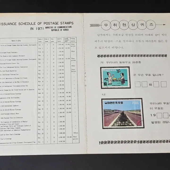 [BUNJANG] 1971 Saewoo Brand Issuance Plan Information Card / 1971년도 새우표 발행 계획표 안내카드