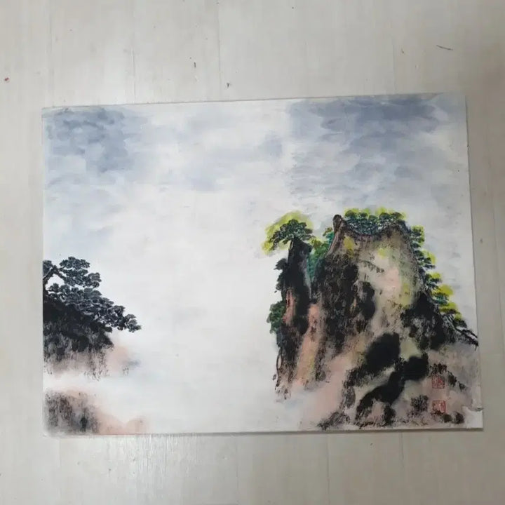[BUNJANG] Traditional East Asian Landscape Painting (Unsigned, Approx. 41x53cm) / 전통 동양화 산수화 그림 (낙관 송도 정... / 41x53cm)