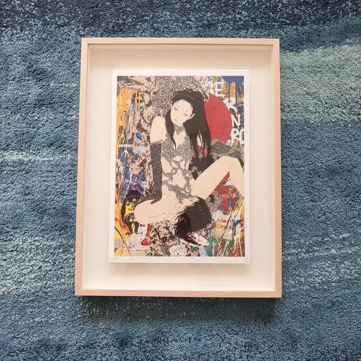 [BUNJANG] DEATH NYC Pop Art Print Homage to Takato Yamamoto with Certificate and Elm Wood Frame / DEATH NYC가 Takato Yamamoto의 작품을 오마주한 팝아트 판화. 인증서 유.액자는 고급 미송 원목 유리액자