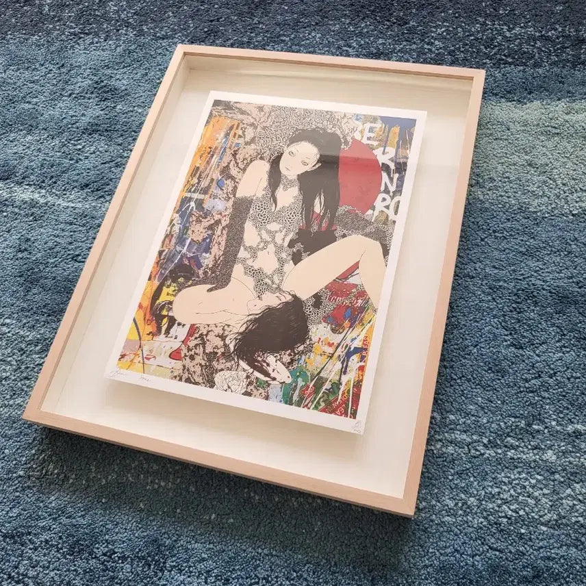 [BUNJANG] DEATH NYC Pop Art Print Homage to Takato Yamamoto with Certificate and Elm Wood Frame / DEATH NYC가 Takato Yamamoto의 작품을 오마주한 팝아트 판화. 인증서 유.액자는 고급 미송 원목 유리액자