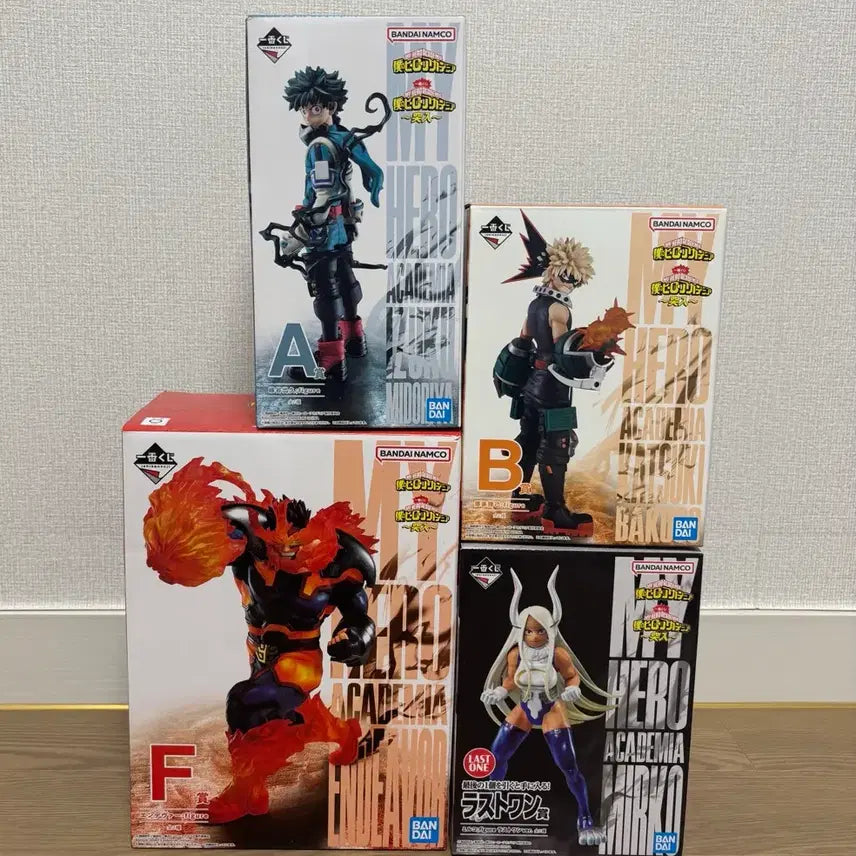 [BUNJANG] My Hero Academia Ichiban Kuji Last One Mirko, A Prize Izuku, B Prize Bakugo, F Prize Endeavor Figure Bundle Set (Sealed) / (미개봉)나히아 제일복권 돌입 라스트원 미르코, A상 미도리야, B상 바쿠고, F상 엔데버 피규어 일괄!