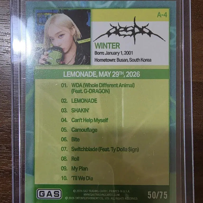 [BUNJANG] aespa Winter Purple Foil Trading Photocard / GAS X AESPA(에스파) 카드 윈터 (퍼플 포일)