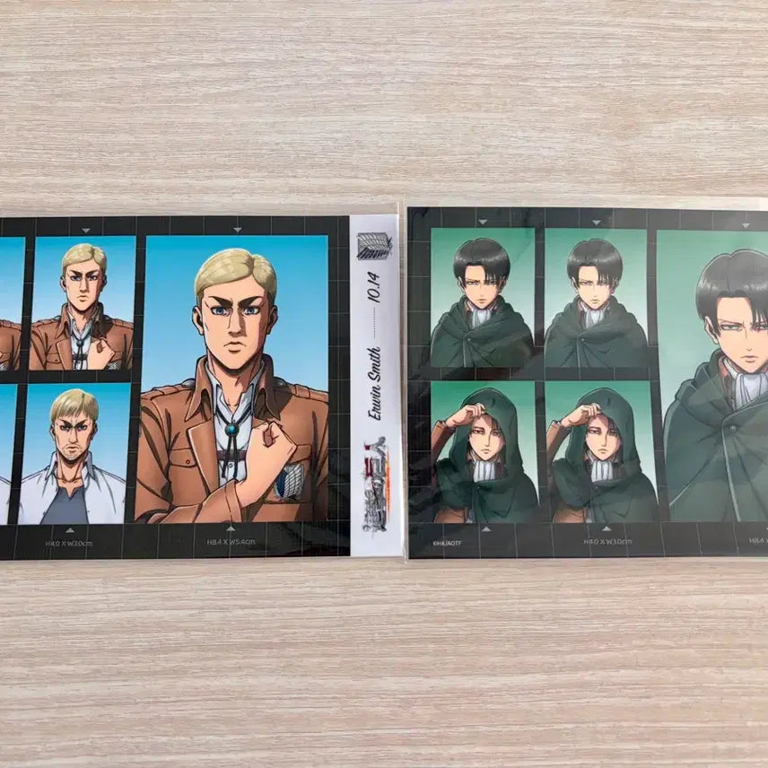 [BUNJANG] Attack on Titan Erwin &amp; Levi Proof Photo Style Sticker Bundle Set / 진격의 거인 엘빈, 리바이 증명사진풍 스티커(일괄)