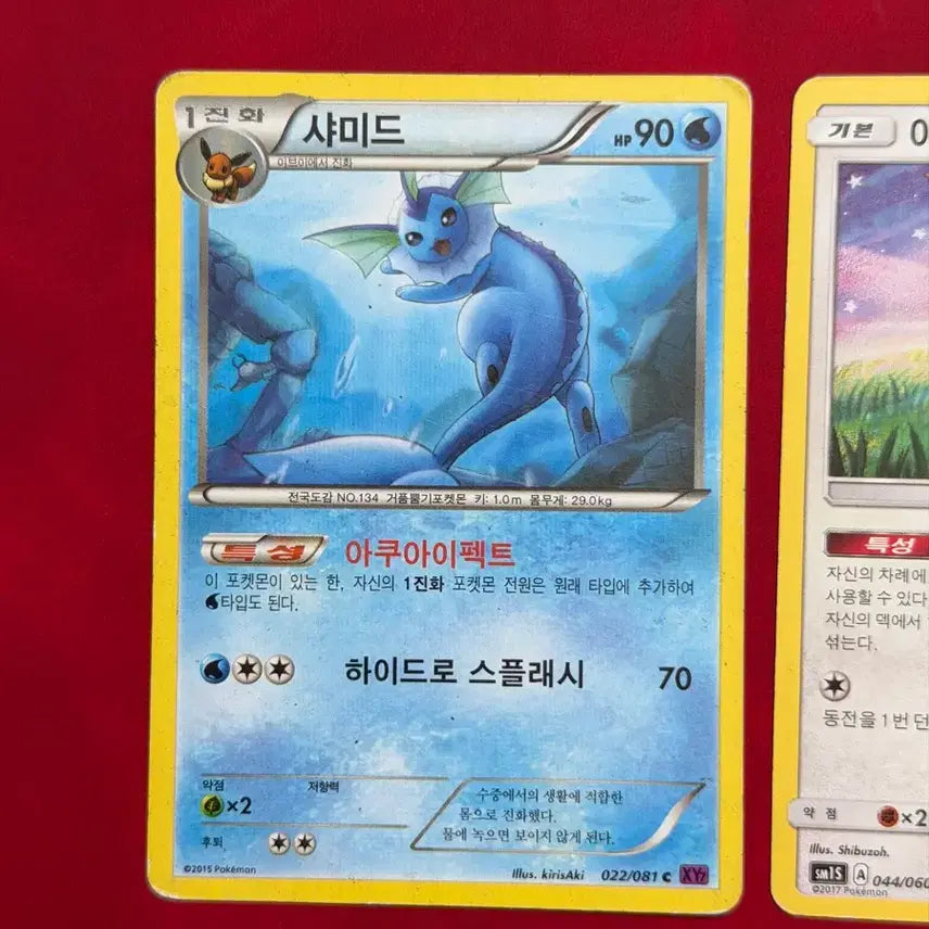 [BUNJANG] Pokemon Eevee Evolution Set Vaporeon Glaceon XY SM S10p Vintage Trading Cards / 귀여운 포켓몬 고전 카드 이브이 샤미드 글레이시아 3종 세트 XY sm s10p