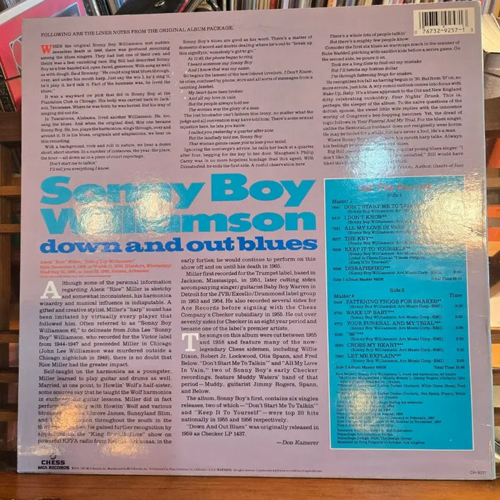 [BUNJANG] Sonny Boy Williamson Down &amp; Out Blues LP (US Mono VG/NM+) / Sonny Boy Williamson.down &amp; out blues.87.US.MONO.VG/NM+.LP