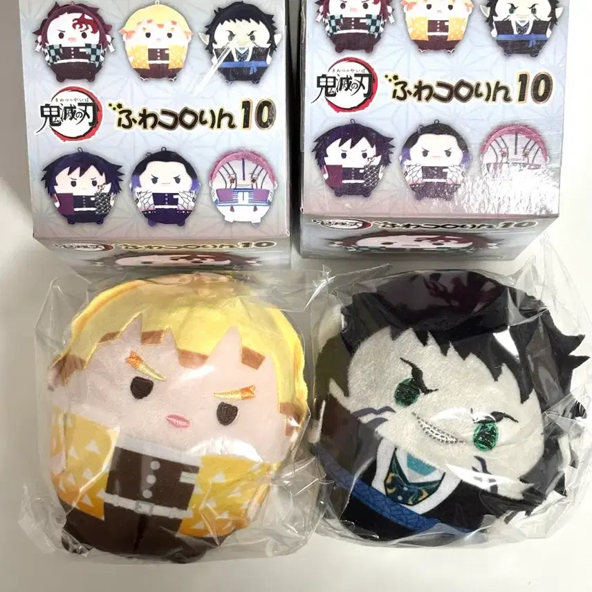 [BUNJANG] Demon Slayer Zenitsu Kaigaku Set Fuwa Kororin Vol. 10 Plush Keychain / 귀멸의 칼날 젠이츠 카이가쿠 세트 후와코로링s 10탄 귀칼 누이 인형 키링