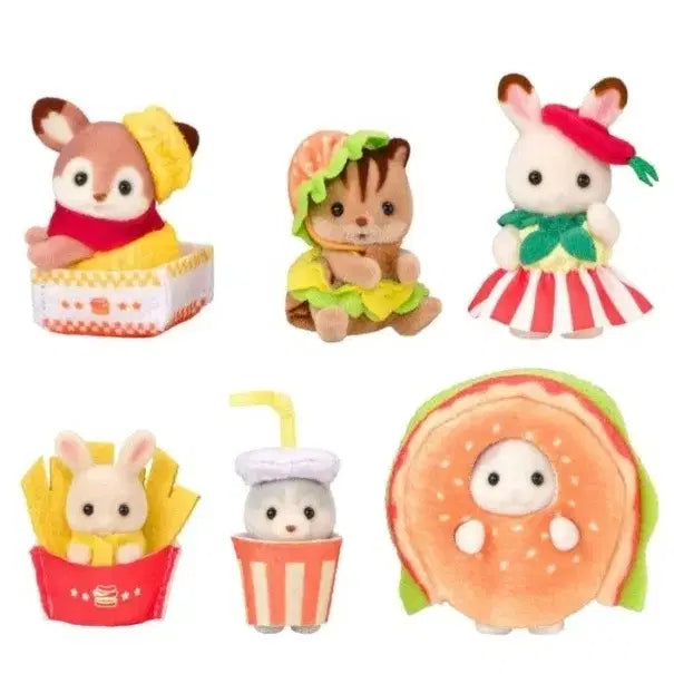 [BUNJANG] Sylvanian Families Hamburger Blind Bag Full Set (Latte Cat, Baby Rabbit, Walnut Squirrel, Husky, Deer) - 6 Types / 풀세트)실바니안 햄버거 블라인드백 라떼고양이, 아기토끼, 호두다람쥐, 허스키, 사슴 6종