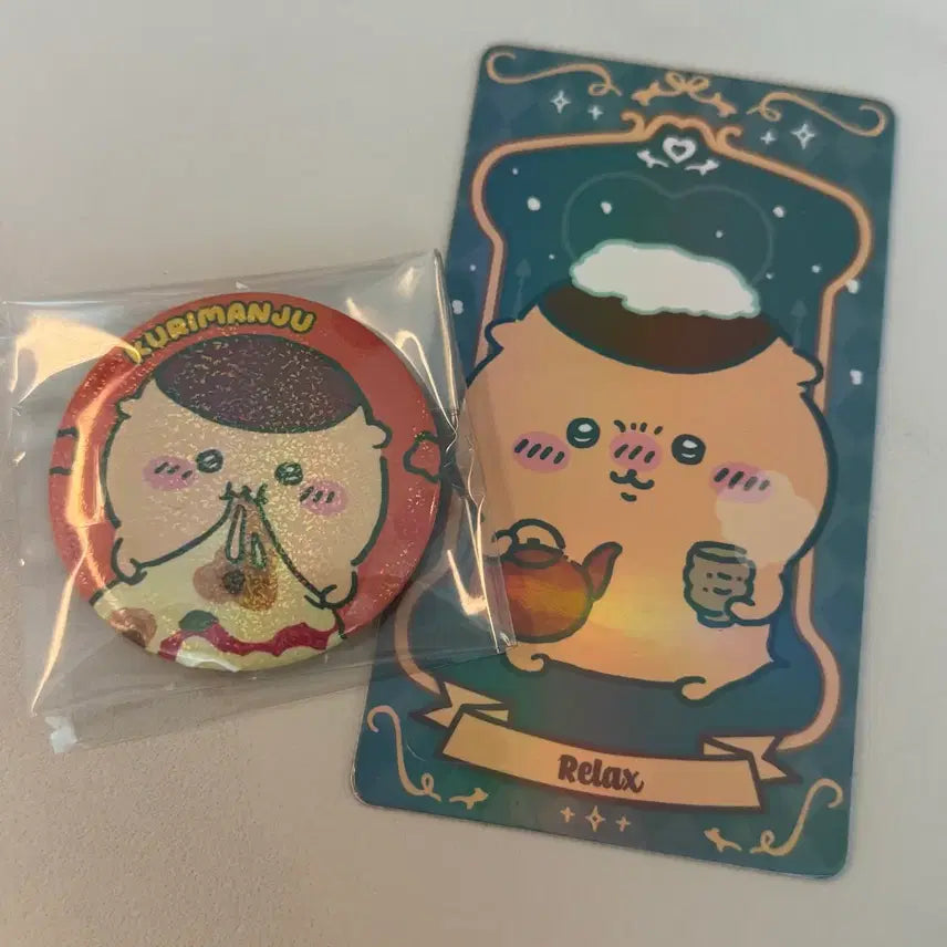 [BUNJANG] Chiikawa Kurimanju Random Badge &amp; Card Bundle Set / 치이카와 쿠리만쥬 랜덤뱃지, 카드 일괄