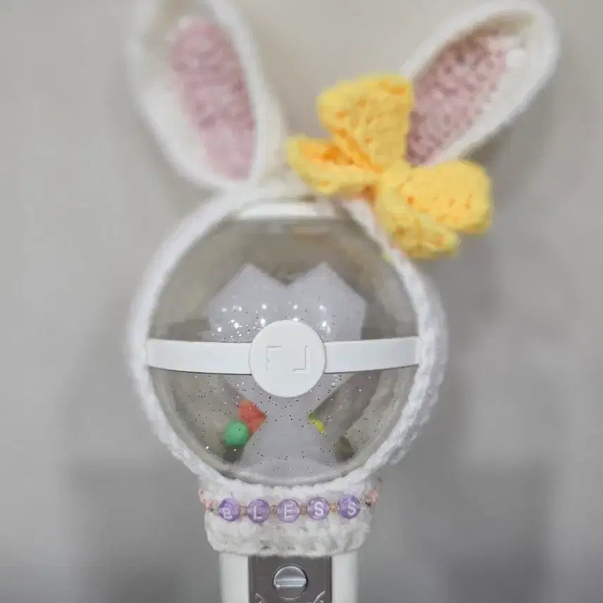 [BUNJANG] Cheering Stick Cover with Bunny Ears and Yellow Ribbon / 뽑봉 커버 (소심이 목걸이)