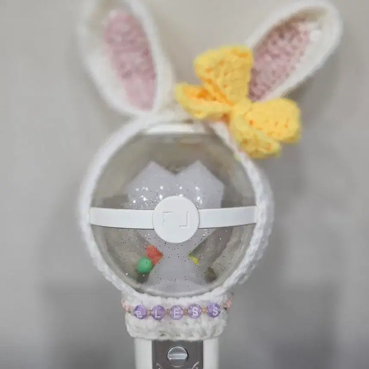[BUNJANG] Cheering Stick Cover with Bunny Ears and Yellow Ribbon / 뽑봉 커버 (소심이 목걸이)