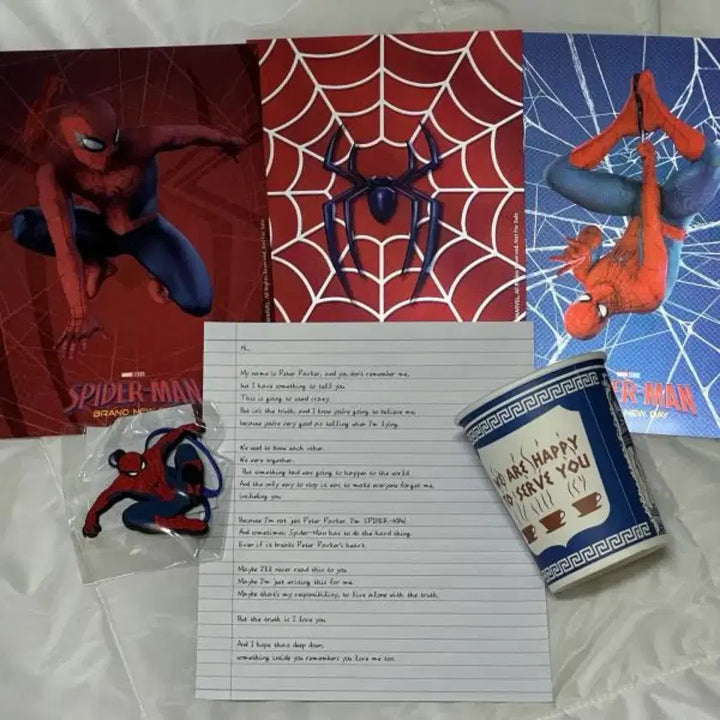 [BUNJANG] Spider-Man Premiere Full Set Paper Cup Peter Parker Letter Bonus Poster / 풀구성] 스파이더맨 시사회 종이컵 피터파커 편지 특전 포스터 브뉴데