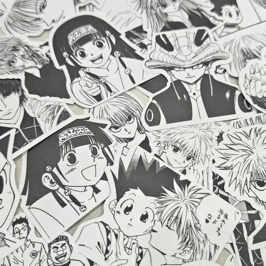 [BUNJANG] Hunter x Hunter Killua &amp; Gon Black and White Sticker Set (72 Pieces) / 헌터헌터 키르아 곤 흑백스티커 72조각 일괄
