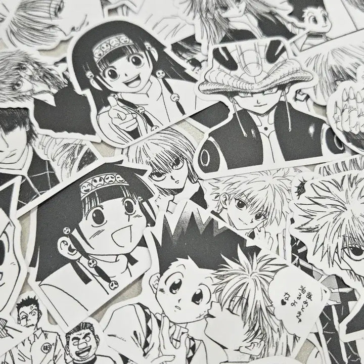 [BUNJANG] Hunter x Hunter Killua &amp; Gon Black and White Sticker Set (72 Pieces) / 헌터헌터 키르아 곤 흑백스티커 72조각 일괄