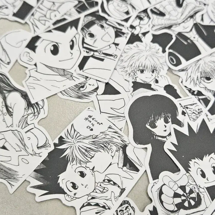 [BUNJANG] Hunter x Hunter Killua &amp; Gon Black and White Sticker Set (72 Pieces) / 헌터헌터 키르아 곤 흑백스티커 72조각 일괄