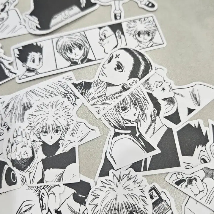 [BUNJANG] Hunter x Hunter Killua &amp; Gon Black and White Sticker Set (72 Pieces) / 헌터헌터 키르아 곤 흑백스티커 72조각 일괄