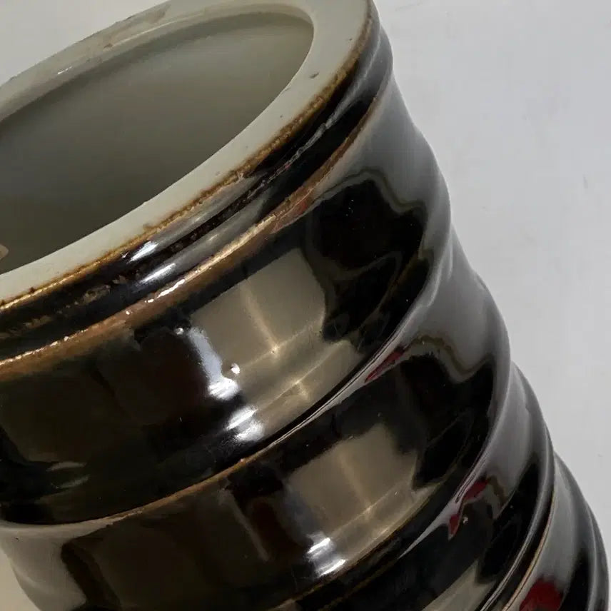 [BUNJANG] Brown Lacquer Bamboo Joint Brush Holder / 갈색유 죽절형 붓통
