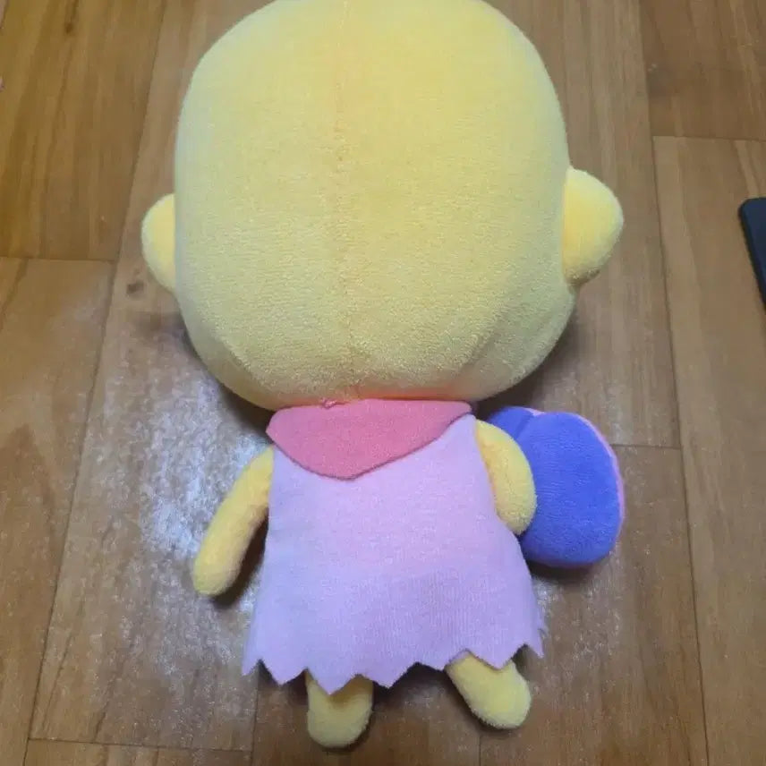 [BUNJANG] Yellow Character Plush Doll with Pink Outfit and Accessory / 노란색 캐릭터 봉제인형 핑크옷 소품인형