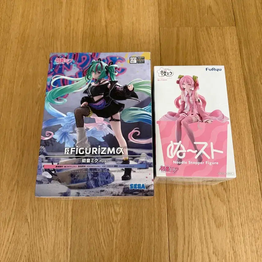 [BUNJANG] Sakura Miku Noodle Stopper Figure &amp; Punk Miku Figure Bundle Set / 사쿠라 미쿠 누들 스토퍼, 펑크 미쿠 피규어 일괄