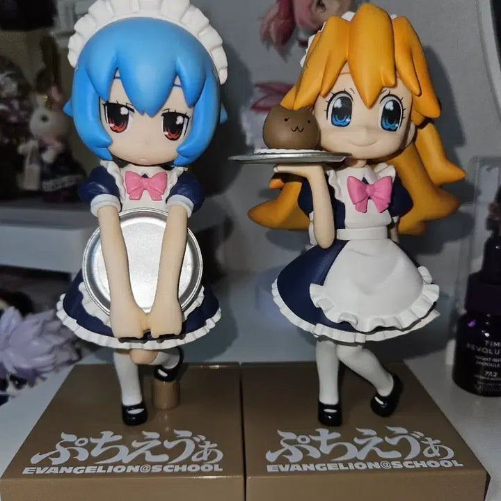 [BUNJANG] Puchi-Eva Maid Figure Asuka &amp; Rei Bundle / 에반게리온 푸치에바 메이드 피규어 아스카 레이