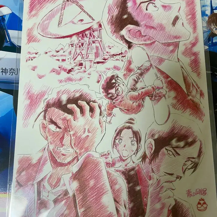 [BUNJANG] Detective Conan Poster + Original Art Visual Board Bundle Set / 명탐정 코난 포스터+원화 비주얼 보드 일괄