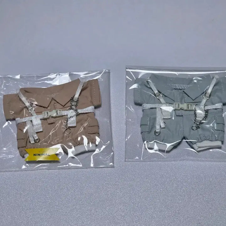 [BUNJANG] Ninimal 10cm Doll Clothing Techwear Set (Beige/Sky) / (일괄/판매) 니니멀 10cm 솜 테크웨어 (베이지/스카이)