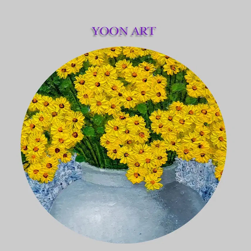 [BUNJANG] Golden Chrysanthemum Still Life Oil Painting / 황금을 불러오는 꽃 (12호)
