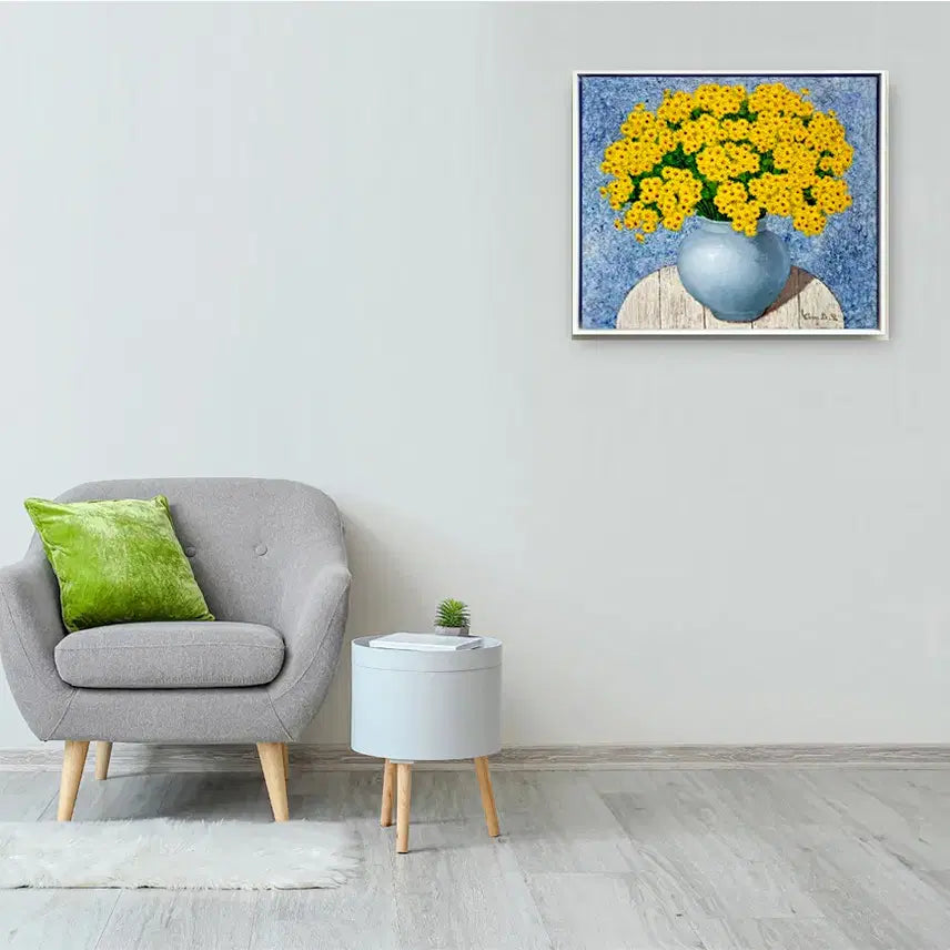 [BUNJANG] Golden Chrysanthemum Still Life Oil Painting / 황금을 불러오는 꽃 (12호)