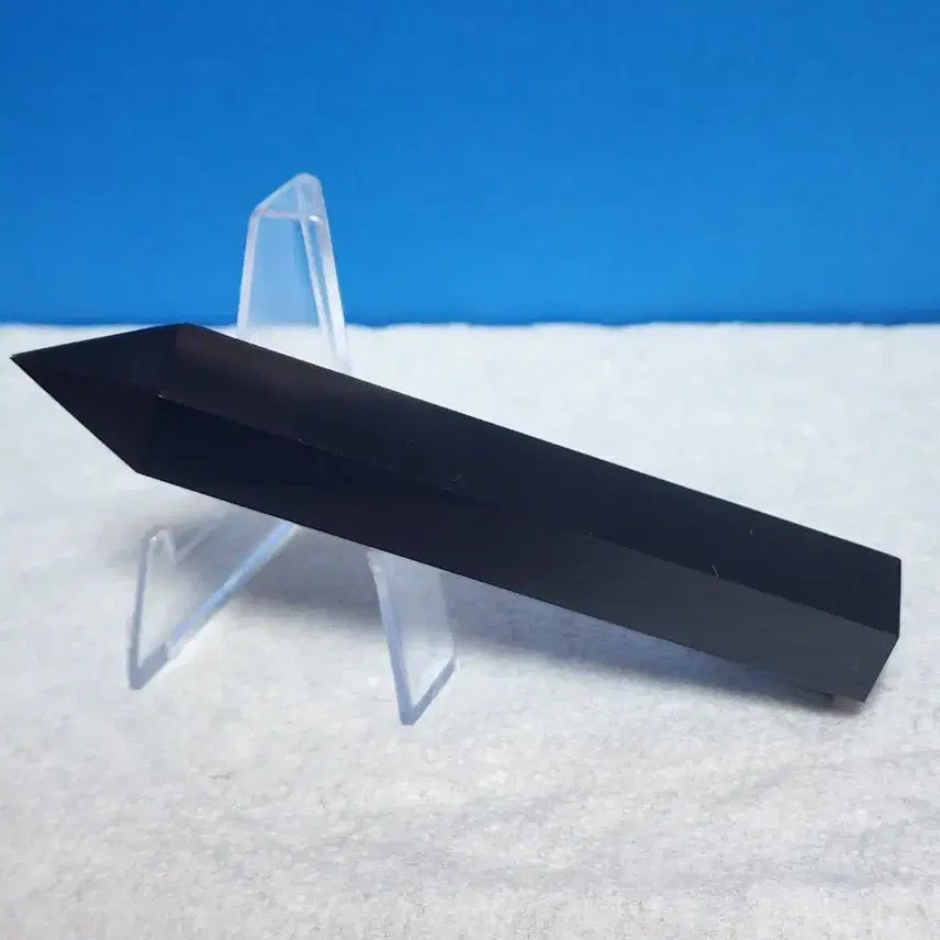 [BUNJANG] Natural Obsidian Obelisk (10cm) with Stand / 천연 흑요석 오벨리스크 (10cm)+받침대