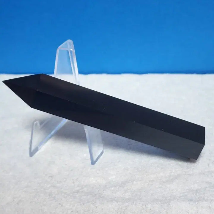 [BUNJANG] Natural Obsidian Obelisk (10cm) with Stand / 천연 흑요석 오벨리스크 (10cm)+받침대