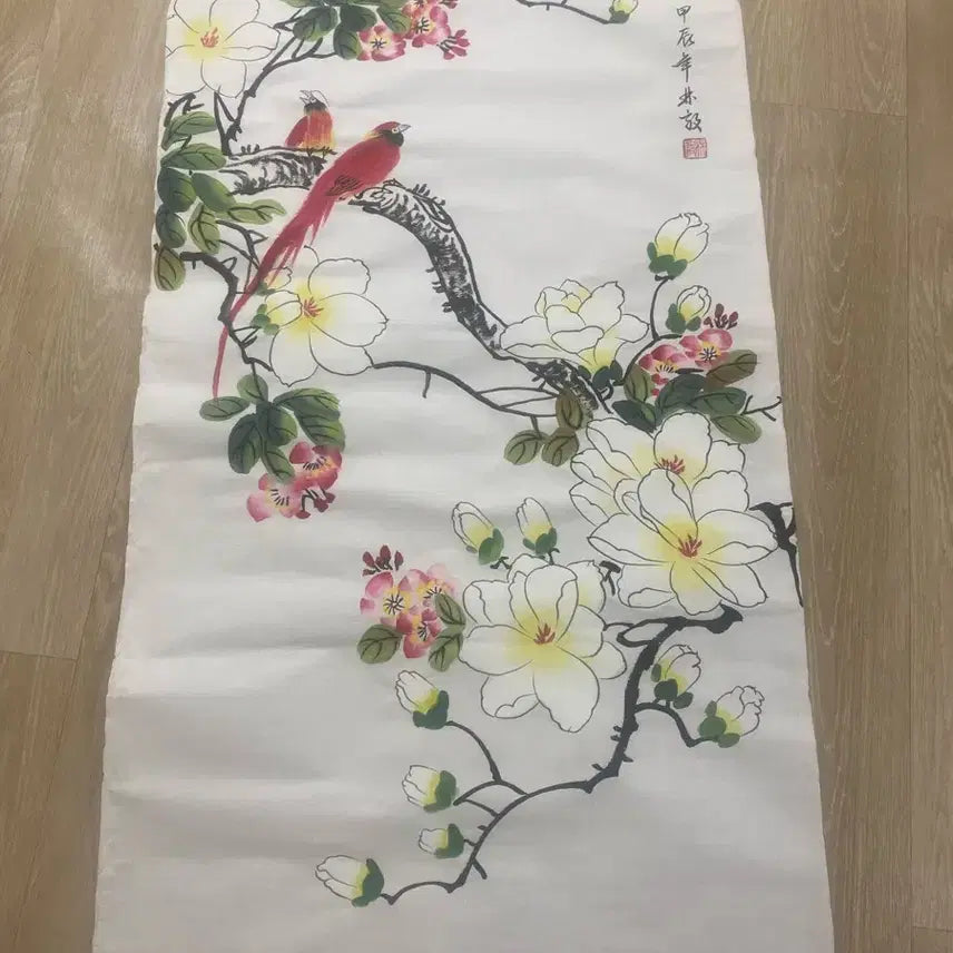 [BUNJANG] Korean Traditional Folding Screen with Flower and Bird Painting / 동양화 병풍 꽃과 새 그림