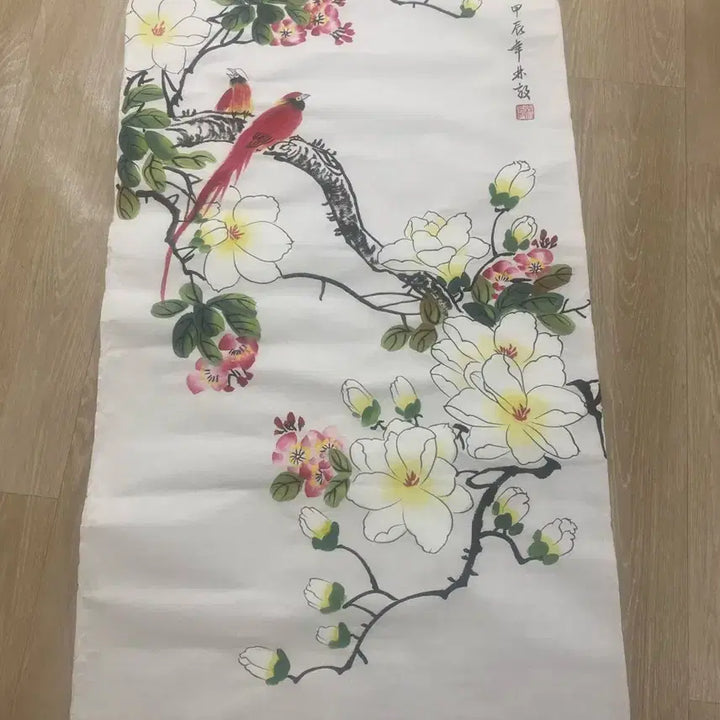 [BUNJANG] Korean Traditional Folding Screen with Flower and Bird Painting / 동양화 병풍 꽃과 새 그림