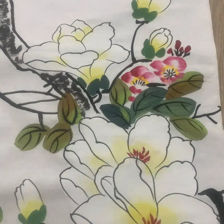 [BUNJANG] Korean Traditional Folding Screen with Flower and Bird Painting / 동양화 병풍 꽃과 새 그림