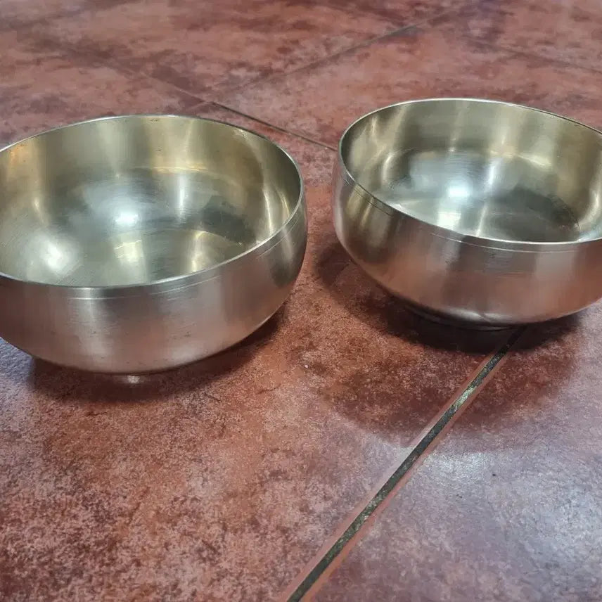 [BUNJANG] Kim Moon-ik Bangjja Yugi Bronze Ware Set of 2 / [무형문화재] 김문익 방짜유기 놋그릇 2개 (상태 최상)