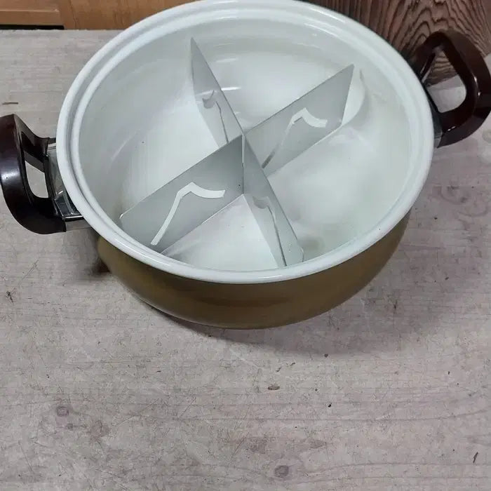 [BUNJANG] Unused Japanese Enamel Hot Pot / Oden Pot with Divider / 미사용 일본 법랑 샤브샤브/ 오뎅 냄비