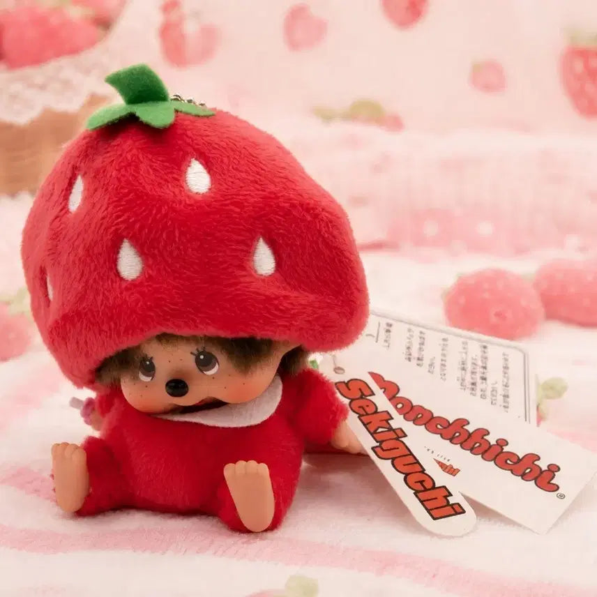 [BUNJANG] Sekiguchi Strawberry Monchhichi Authentic Plush / 세키구치 딸기 몬치치  몬치치 정품 택ㅇ